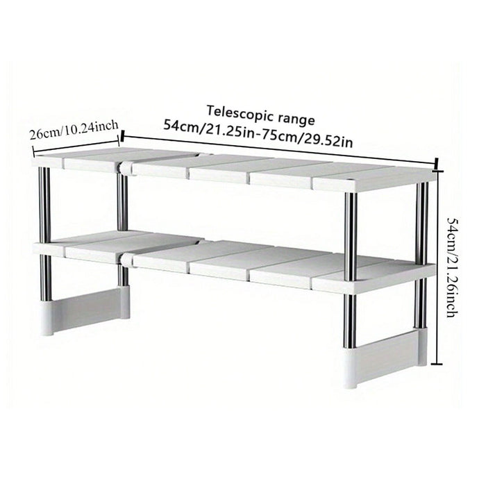Expandable Kitchen Shelf Organiser Double Layer 54-75cm