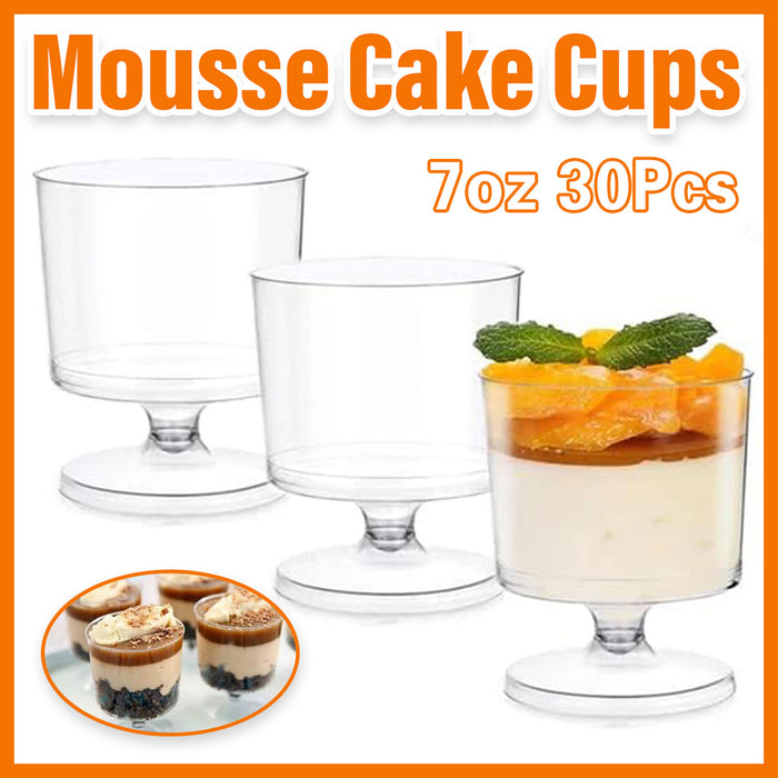 30 Pcs Clear Hard Plastic Dessert Cups 7oz 6.9cm