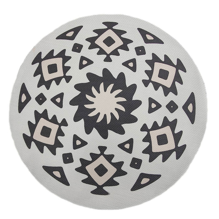 4PCS Round Bohemian Printed Waterproof PVC Dining Placemats