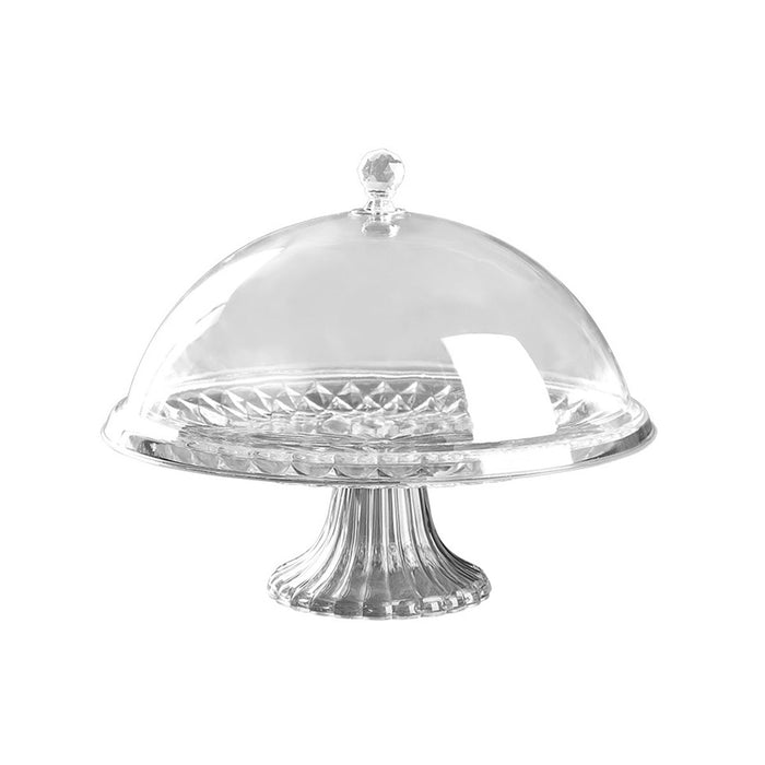 Transparent Fruit Plate with Dome Lid 31.5 cm Food Grade Plastic Pedestal