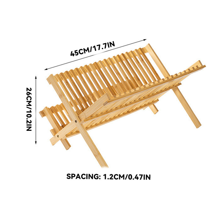 Foldable Bamboo 2 Tier Dish Drying Rack for Kitchen Counter