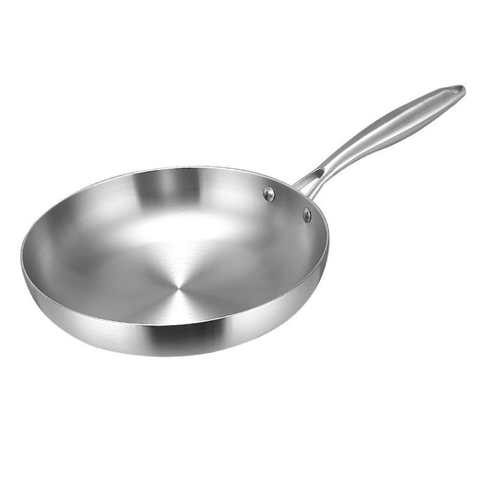 304 Uncoated Stainless Steel Wok Pan Triple-Layer Base for Induction and Gas Stove