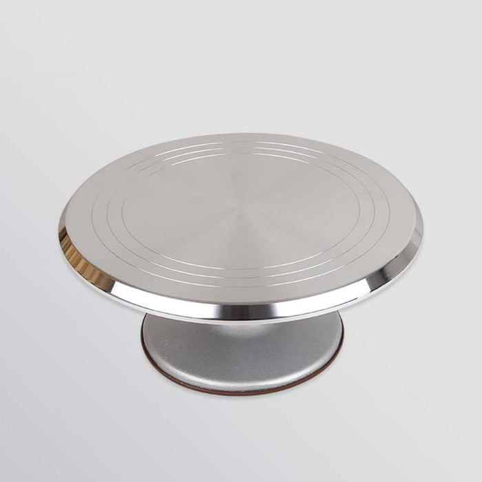 Cake Turntable Aluminum Alloy 31cm with Silicone Base Silver