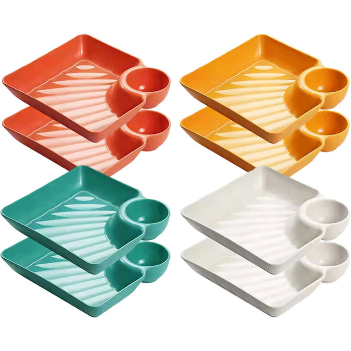 Square Plate with Dipping Tray, 8pcs