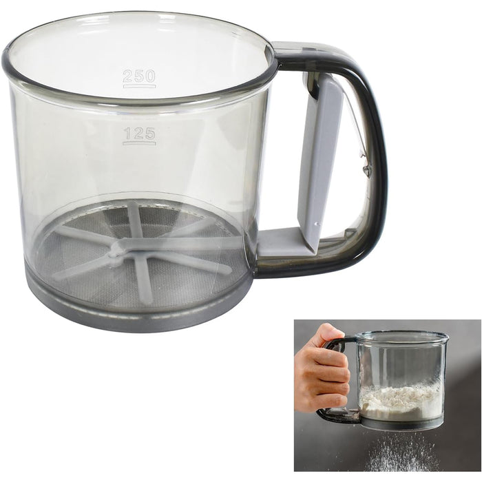Semi-Automatic Handheld Flour Sifter with Fine Mesh for Baking and Straining