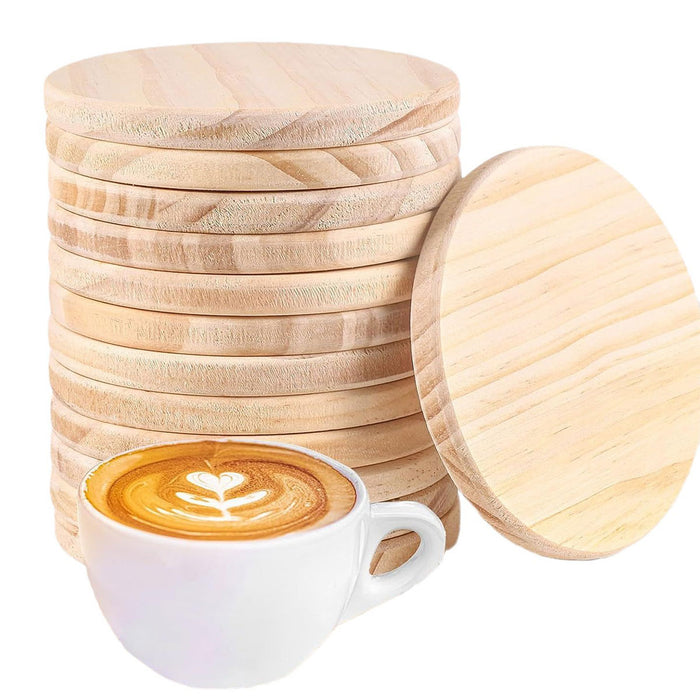 42 Pcs Wooden Coasters with Non Slip Base 10cm