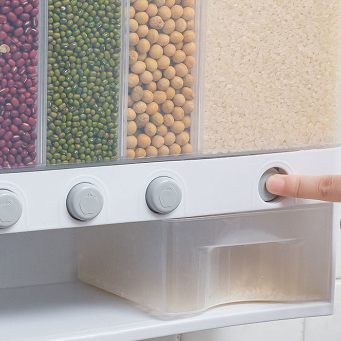 Wall Mounted Automatic Rice Dispenser With Compartments