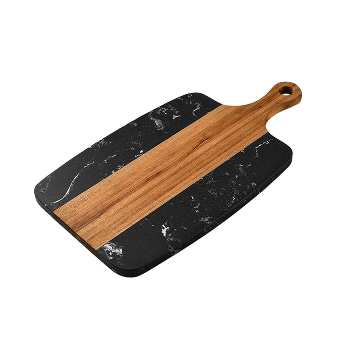 Black Chopping Board, Marble Stitching Acacia Wood