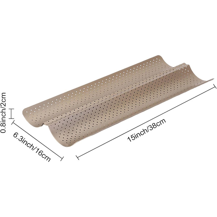 Nonstick Baguette Baking Tray with 2 Compartments Carbon Steel