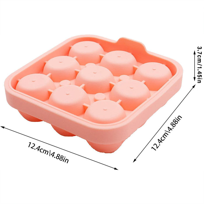 9 Cavity Rose Ice Ball Mould Food Grade Silicone Pink