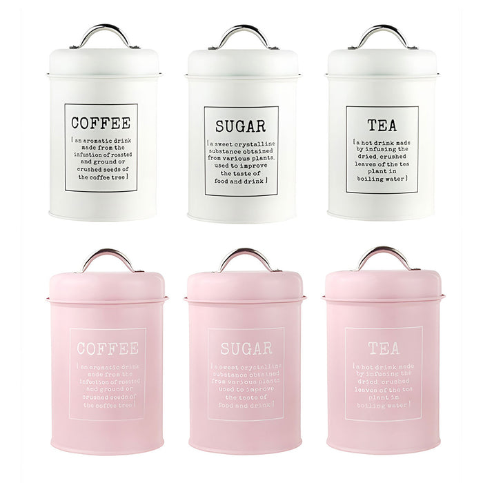 3 Pcs Airtight Storage Jars with Handles Tea Coffee Sugar