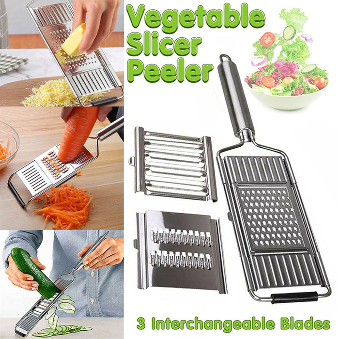 3-in-1 Stainless Steel Handheld Grater Set with Ergonomic Handle