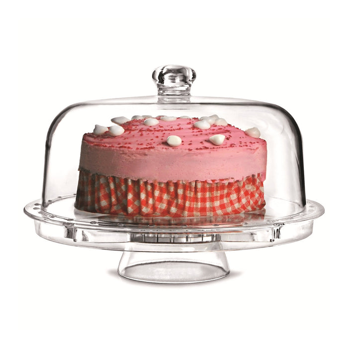 Multi-Function Clear Plastic Cake Stand Salad Bowl and Fruit Platter 30.7 cm