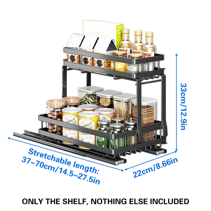 Pull Out Storage Rack Silent Rails Carbon Steel Black