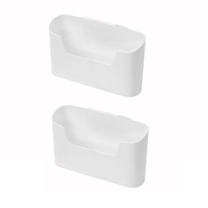 2PCS Wall Mounted Storage Rack Set Self Adhesive White