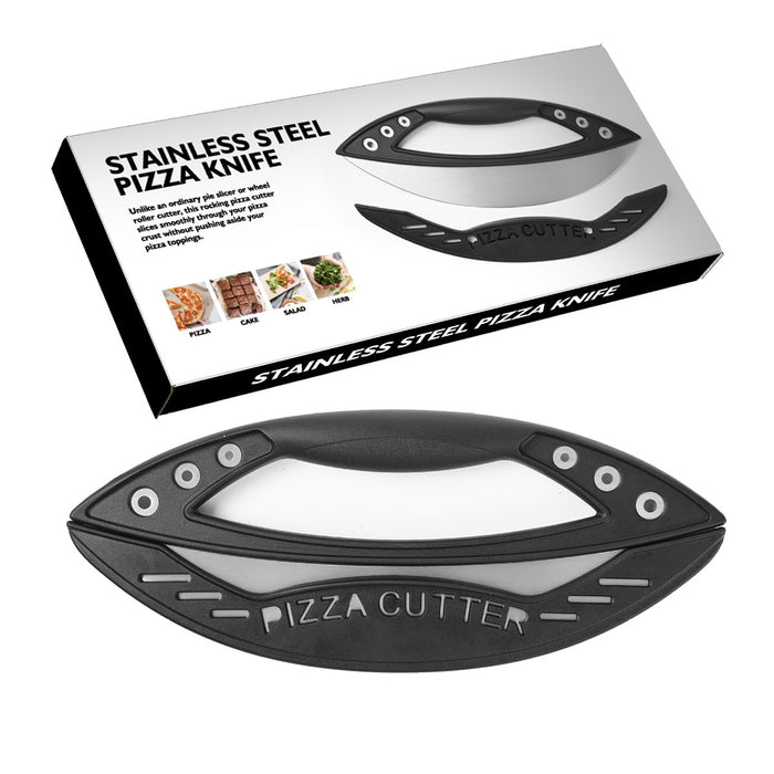 430 Stainless Steel Pizza Cutter with Protective Cover PP Handle 29.6 x 11.5 cm