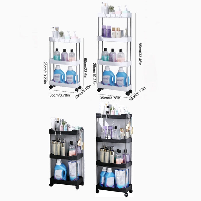 3 or 4 Tier Rolling Storage Cart with 360-Degree Wheels