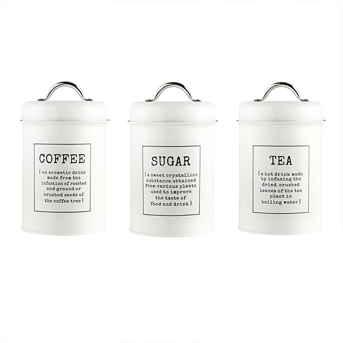 3 Pcs Airtight Storage Jars with Handles Tea Coffee Sugar