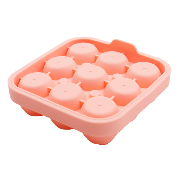 9 Cavity Rose Ice Ball Mould Food Grade Silicone Pink
