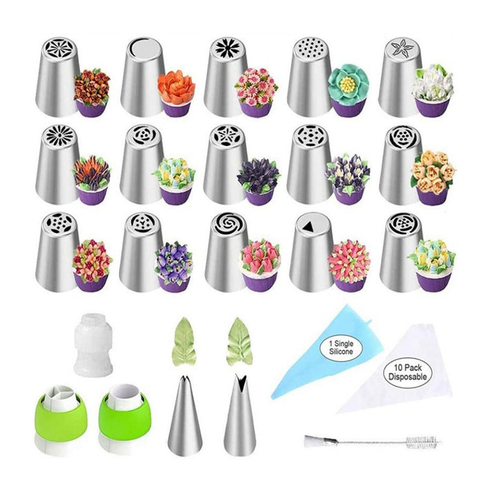 14 Or 32 Pcs Russian Piping Tips Set 430 Steel with 14in Bag