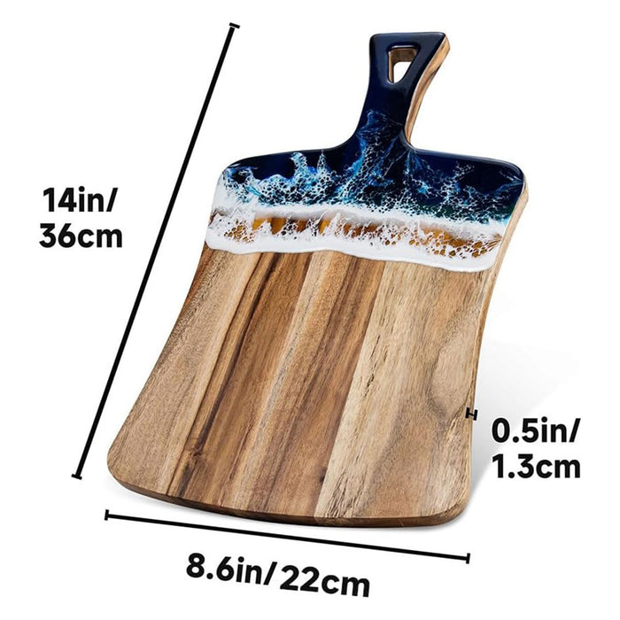 Wave Cutting Board Wood With Resin Coating Handle 36cm