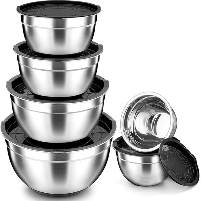5 Piece Stainless Steel Mixing Bowl Set with Airtight Lids