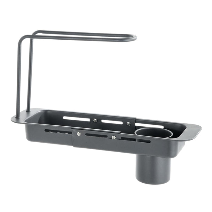 Retractable Sink Draining Rack With Filter Cup Silver Black