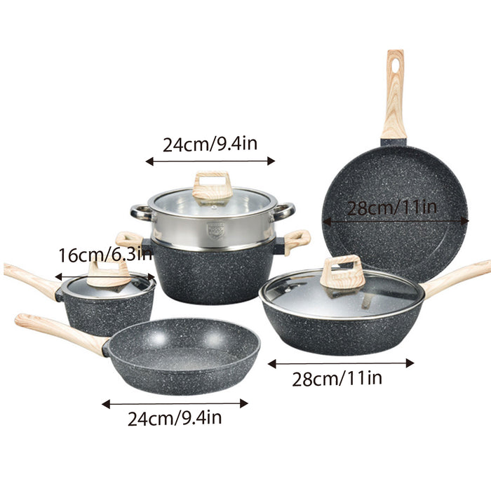 12 Pcs Maifan Stone Cookware Set Nonstick Frying Stew Steamer