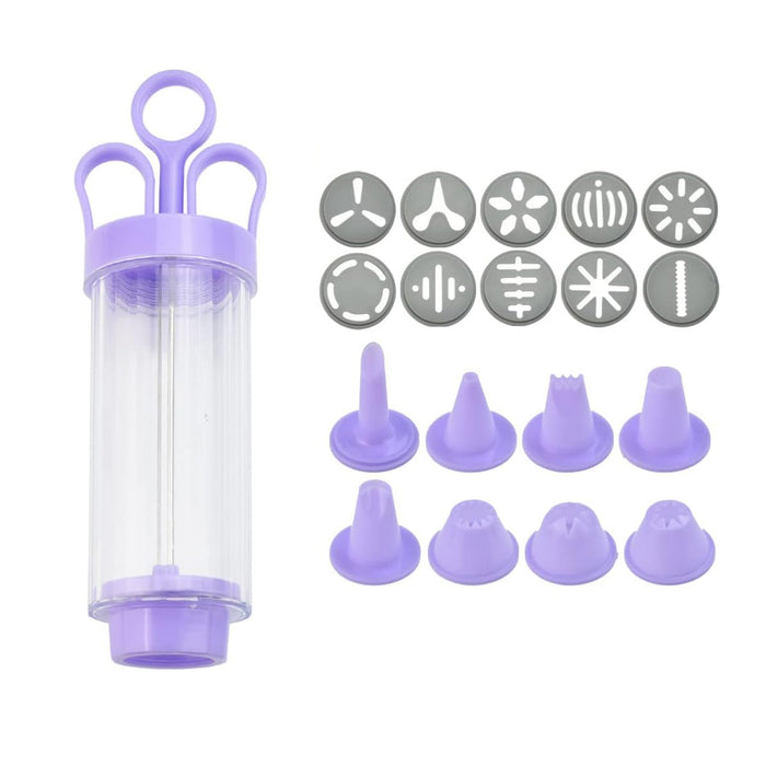 Cookie Decorating Gun Set Food-Grade PP with 10 Molds and 8 Tips