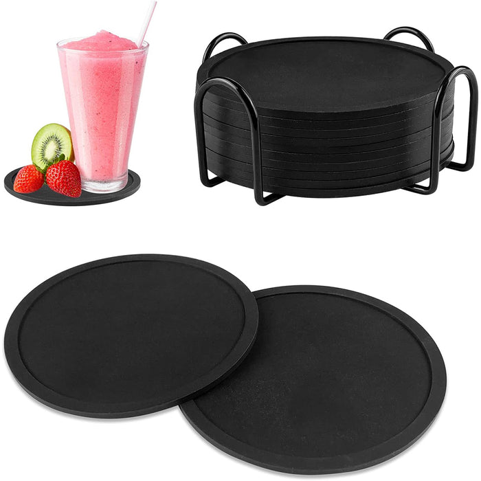 12 Pcs Silicone Coasters with Grooved Design 10cm