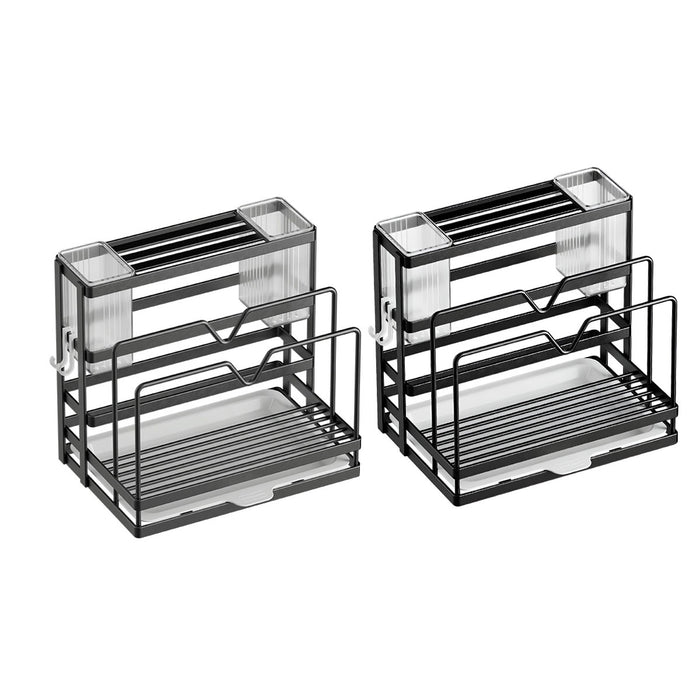 Kitchen Knife Rack Carbon Steel No Drill With Drip Tray