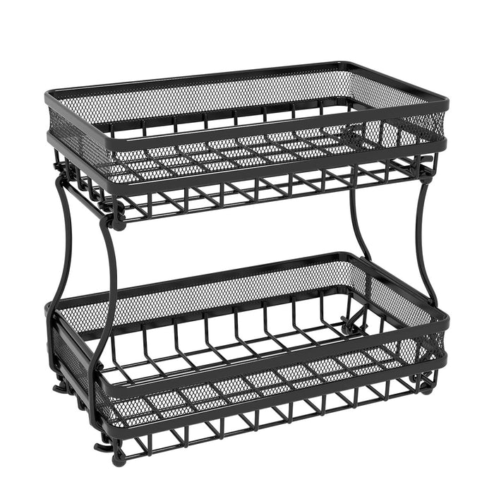 2 Tier Storage Basket Rack Carbon Steel Black 37cm