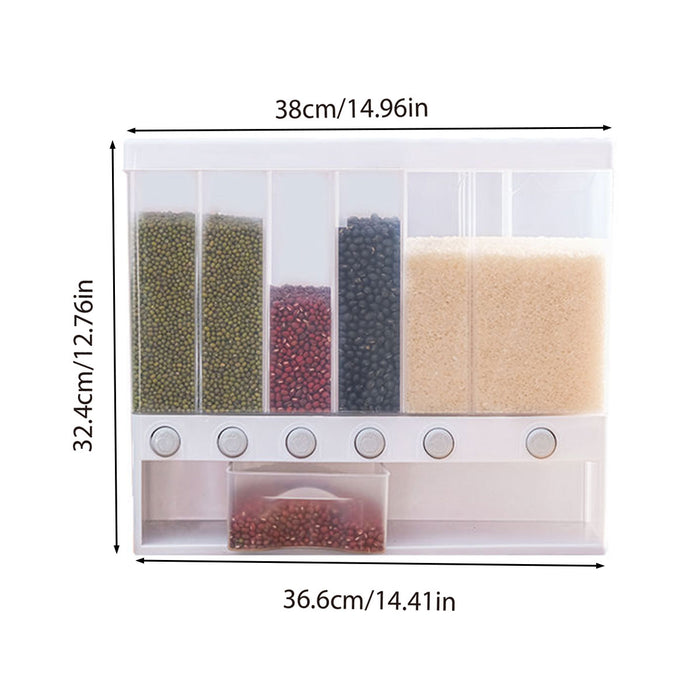 Wall Mounted Automatic Rice Dispenser With Compartments