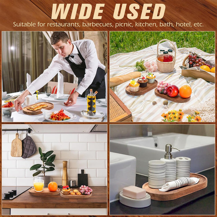 8 Pcs Wooden Serving Tray for Cake Snacks and Dim Sum 29 x 10.5 cm