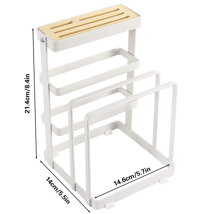 Kitchen Storage Rack Iron Bamboo Multi Slot Holder 21.4cm