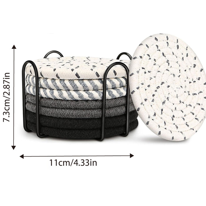 8Pcs Woven Cotton Rope Coasters for Coffee Tea