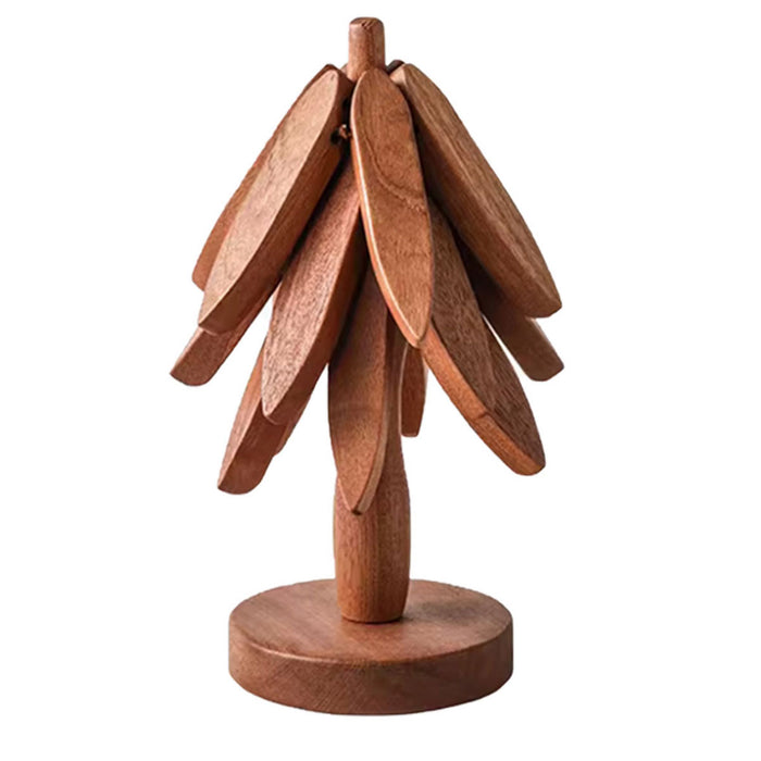Solid Wooden Trivet for Hot Dish Walnut Christmas Tree Table Heat-Resistant Mat