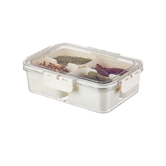 Airtight Food Grade Storage Box Multi Compartment White Clear Lid