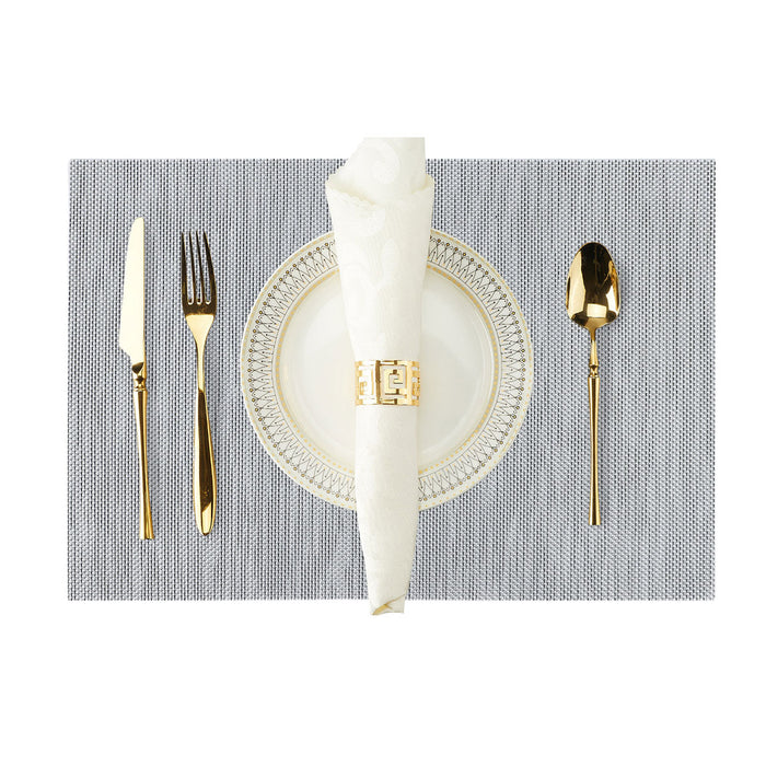 4pcs PVC Braided Placemat Heat Insulation Mat Home Non-slip Waterproof Coaster