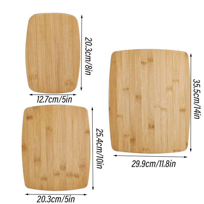 3 Pcs Bamboo Cutting Board Set Multi Size 29.9cm