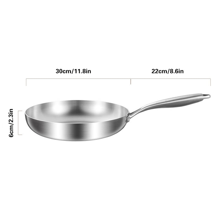 304 Uncoated Stainless Steel Wok Pan Triple-Layer Base for Induction and Gas Stove