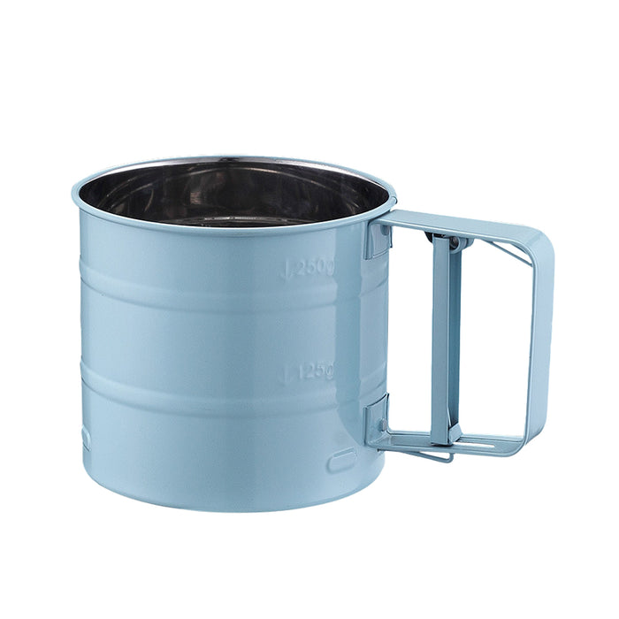 Stainless Steel Hand Crank Rotary Flour Sifter for Baking in Pink or Blue