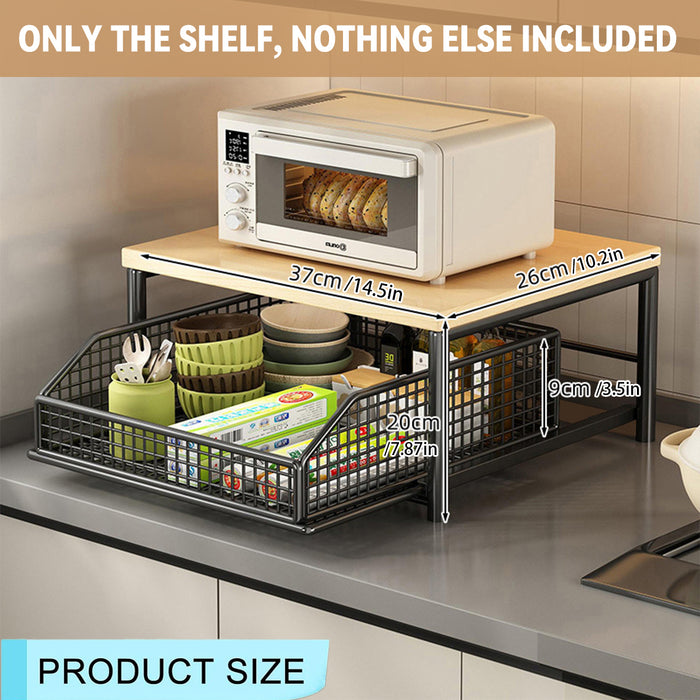 Kitchen Countertop Storage Rack With Drawer Iron Wood