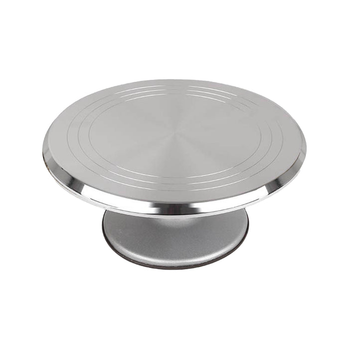 Cake Turntable Aluminum Alloy 31cm with Silicone Base Silver