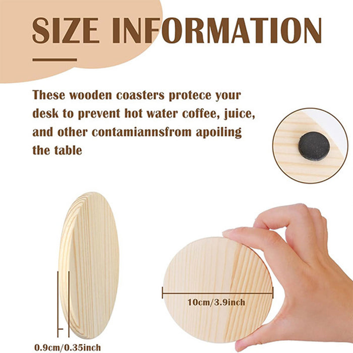 42 Pcs Wooden Coasters with Non Slip Base 10cm