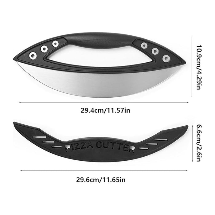 430 Stainless Steel Pizza Cutter with Protective Cover PP Handle 29.6 x 11.5 cm