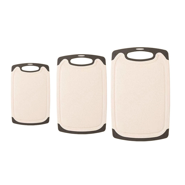 3PCS Wheat Straw Cutting Board Set Non Slip Juice Grooves