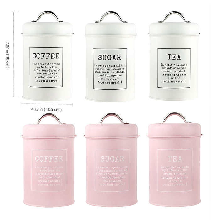 3 Pcs Airtight Storage Jars with Handles Tea Coffee Sugar