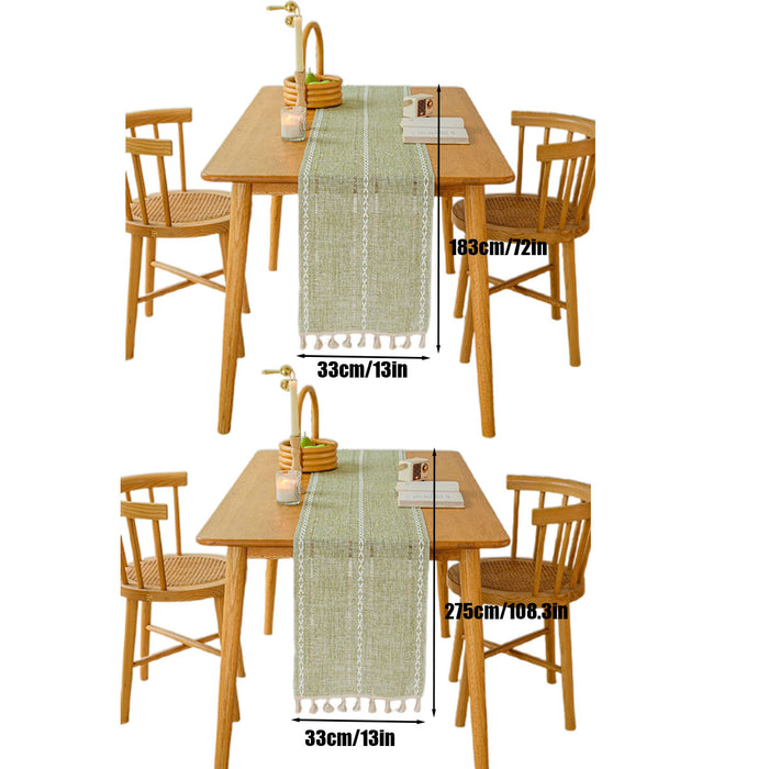 Solid Colour Woven Table Runner, 2750mm - Green