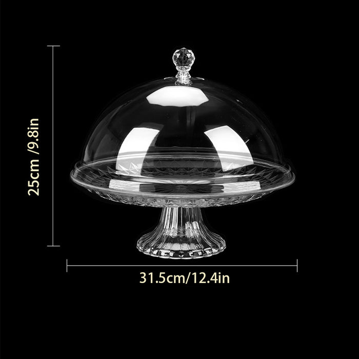 Transparent Fruit Plate with Dome Lid 31.5 cm Food Grade Plastic Pedestal